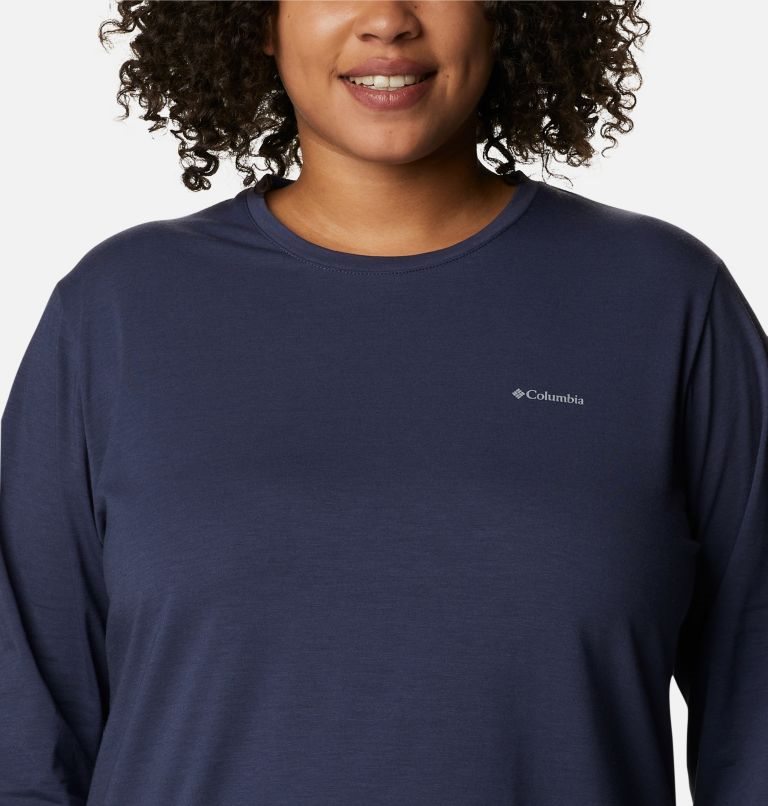 Women's Columbia Sun Trek Long Sleeve T Shirts Navy | Plus Size CA-QC8A0